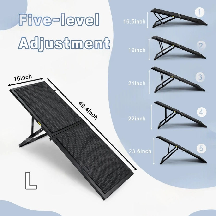 Pawsupport Foldable Dog Stairs – Soft Oxford Foam Steps for Senior Arthritic Small Dogs, Small & Large Black L