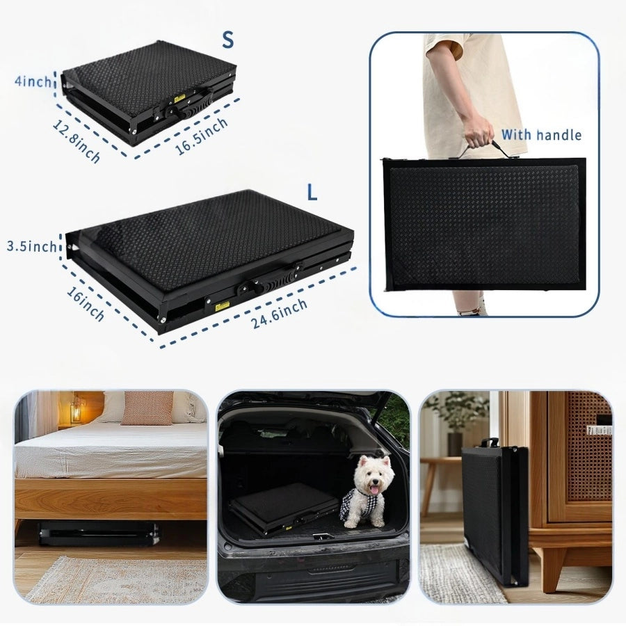 Pawsupport Foldable Dog Stairs – Soft Oxford Foam Steps for Senior Arthritic Small Dogs, Small & Large