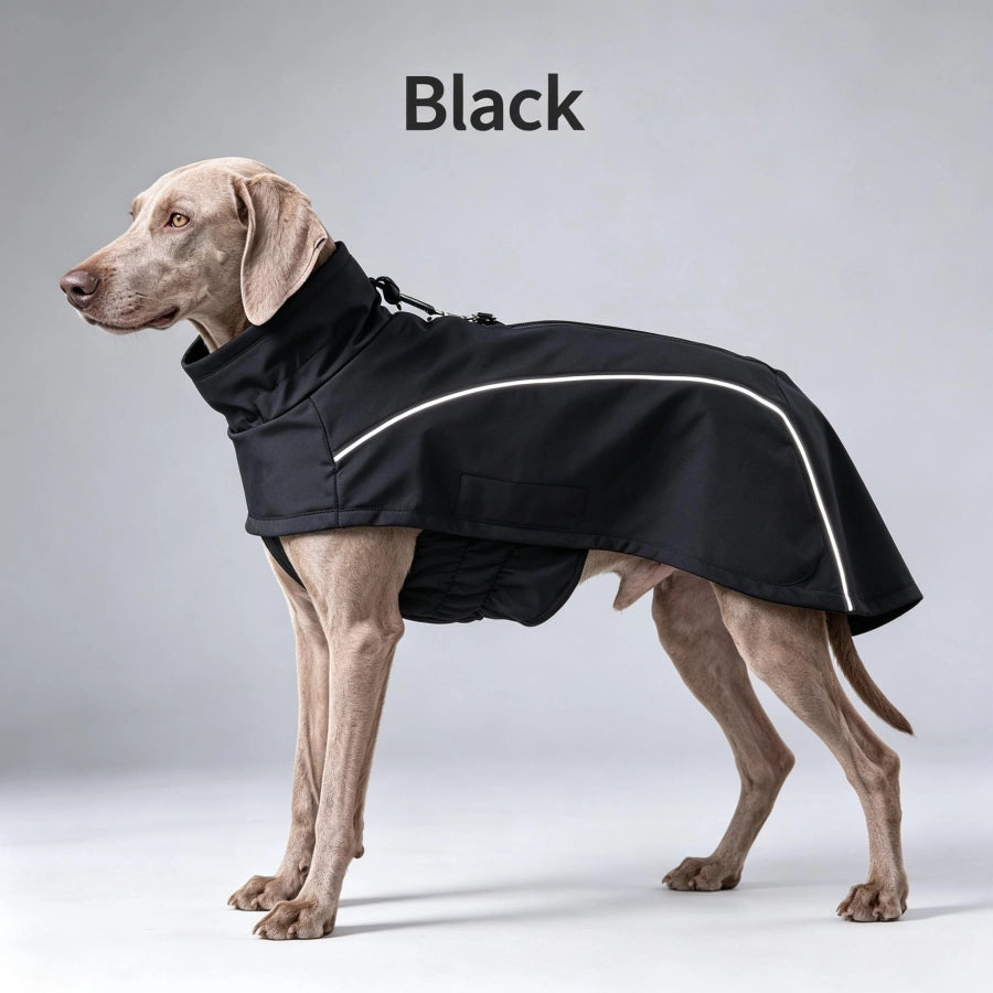 Pawsupport Waterproof Dog Winter Coat – Windproof Polyester Jacket with Reflective Trim, XS–3XL PD10062 Black