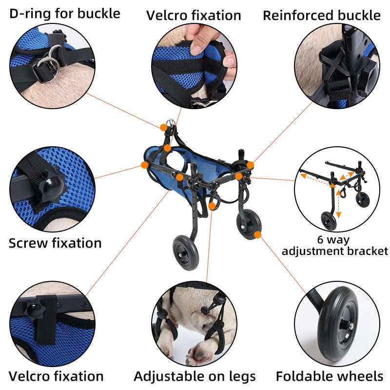 Pawsupport Dog Wheelchair for Hind Legs – Metal Frame Mobility Aid for Disabled Small Medium Dogs PD60260