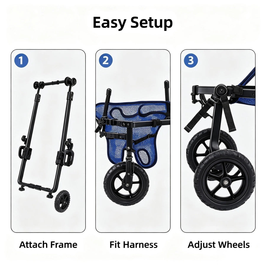 Pawsupport Adjustable Dog Wheelchair – 6-Way Fit, Foldable Hind Leg Support for Disabled Senior Dogs PD60260