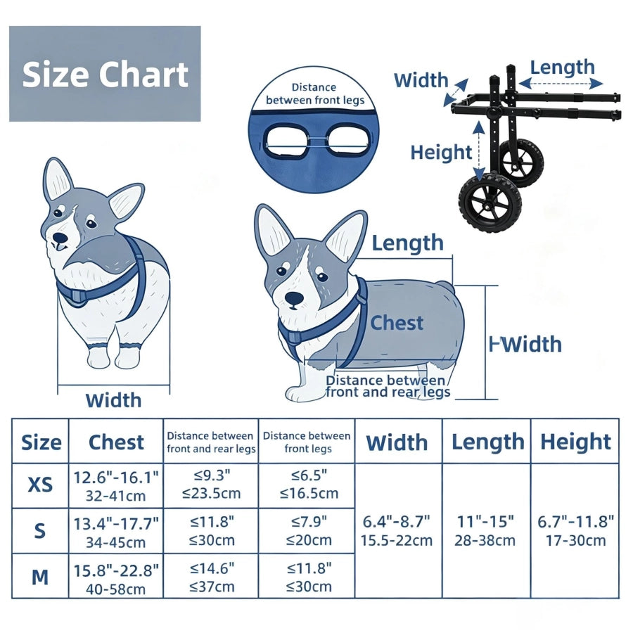 Pawsupport Adjustable Dog Wheelchair – 6-Way Fit, Foldable Hind Leg Support for Disabled Senior Dogs PD60260