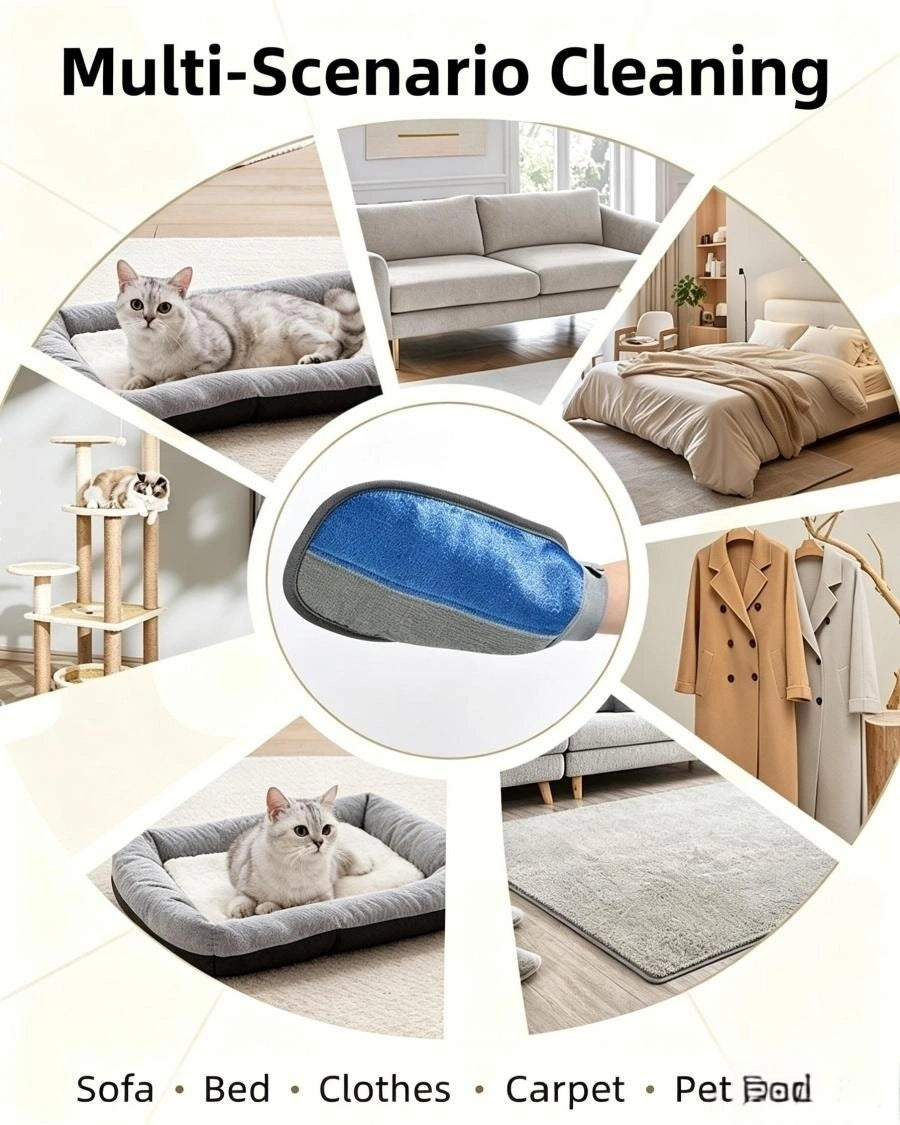 Pawsupport Reusable Pet Hair Remover Glove – Static Adsorption, Breathable Mesh Back, Sofa & Clothing