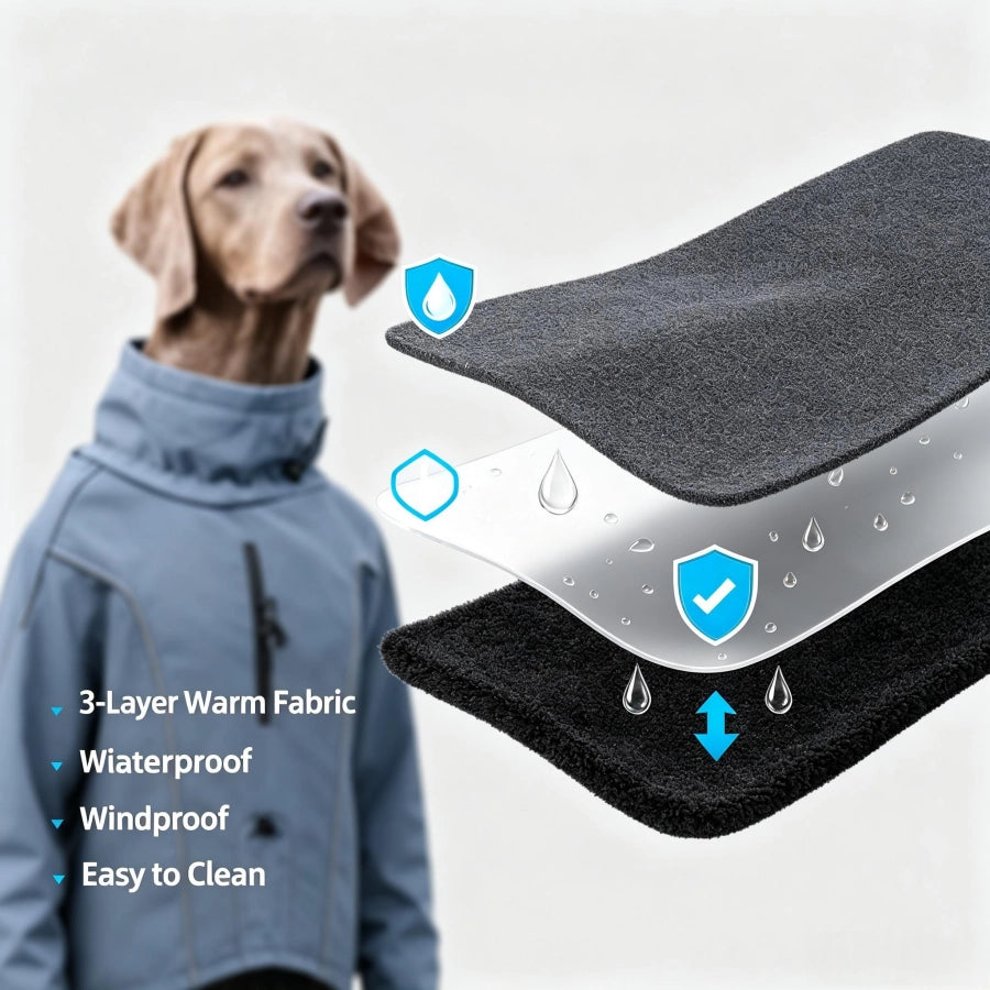 Pawsupport Waterproof Dog Winter Coat – Windproof Polyester Jacket with Reflective Trim, XS–3XL PD10062