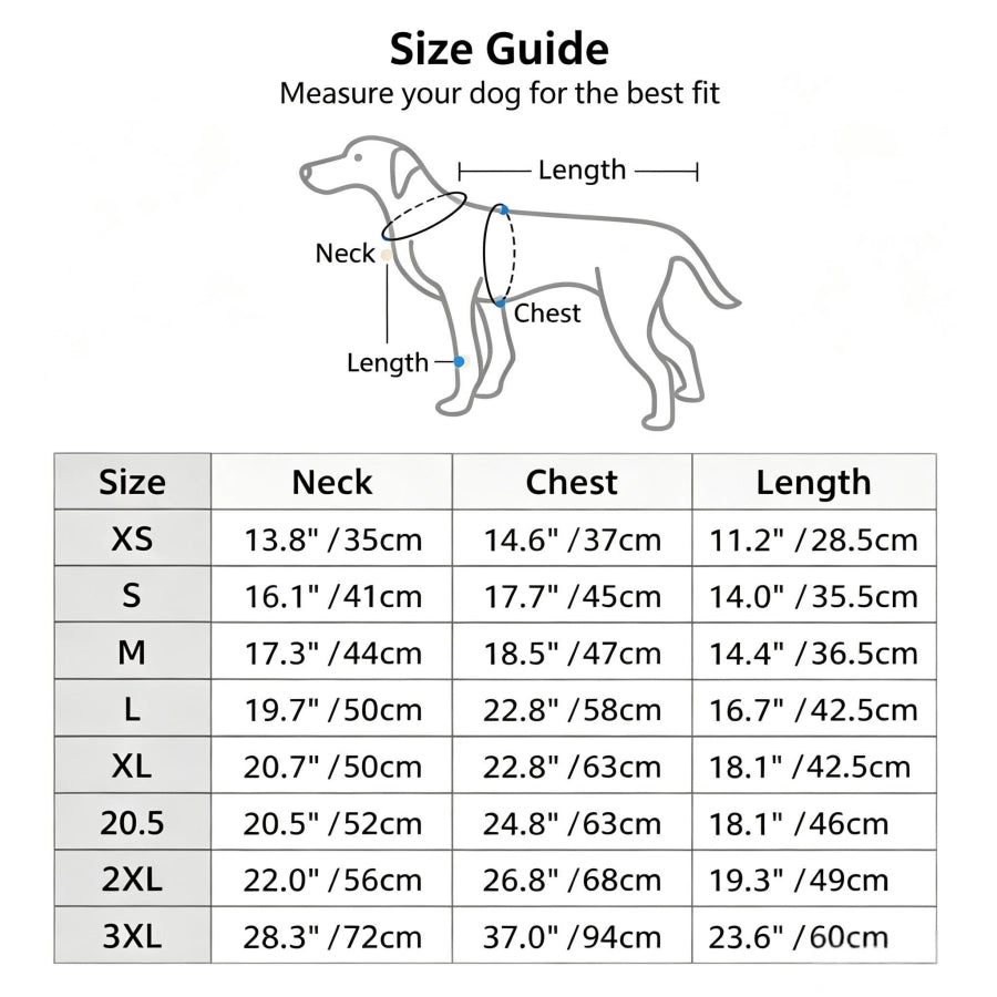 Pawsupport Waterproof Dog Winter Coat – Windproof Polyester Jacket with Reflective Trim, XS–3XL PD10062